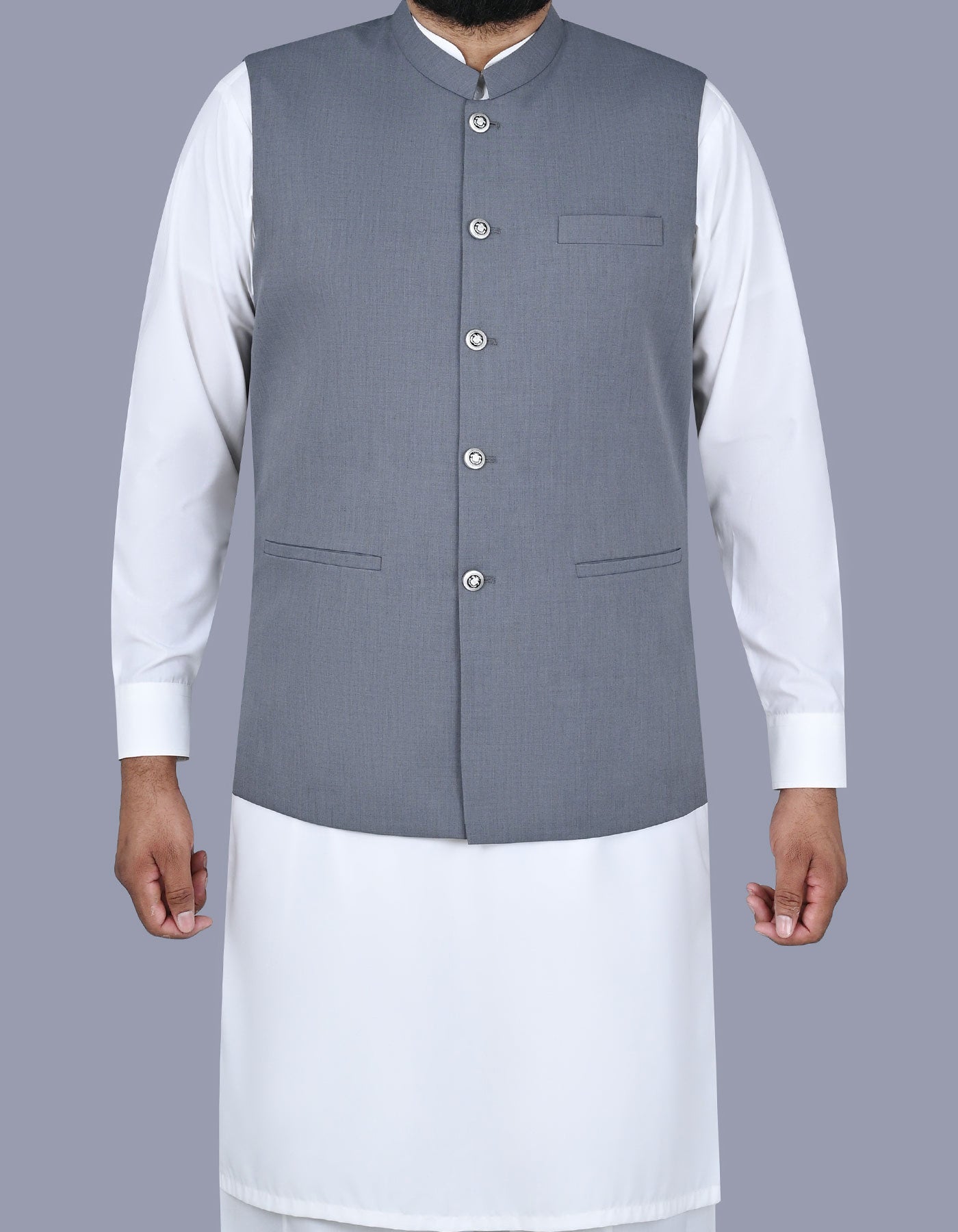 Grey Plain Waist Coat WC2503-2C-34