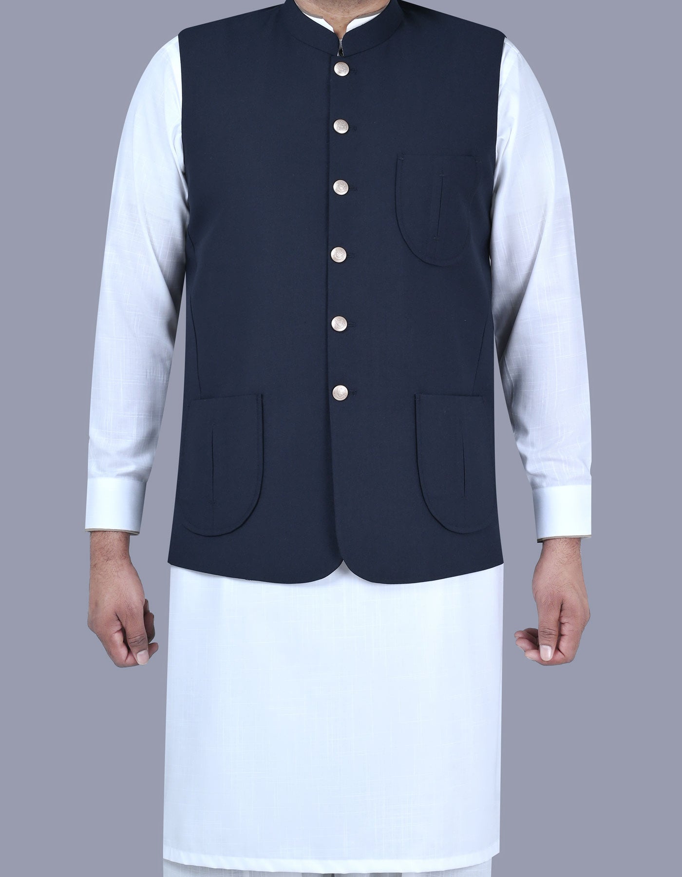Navy Plain Waist Coat WC2505C-34