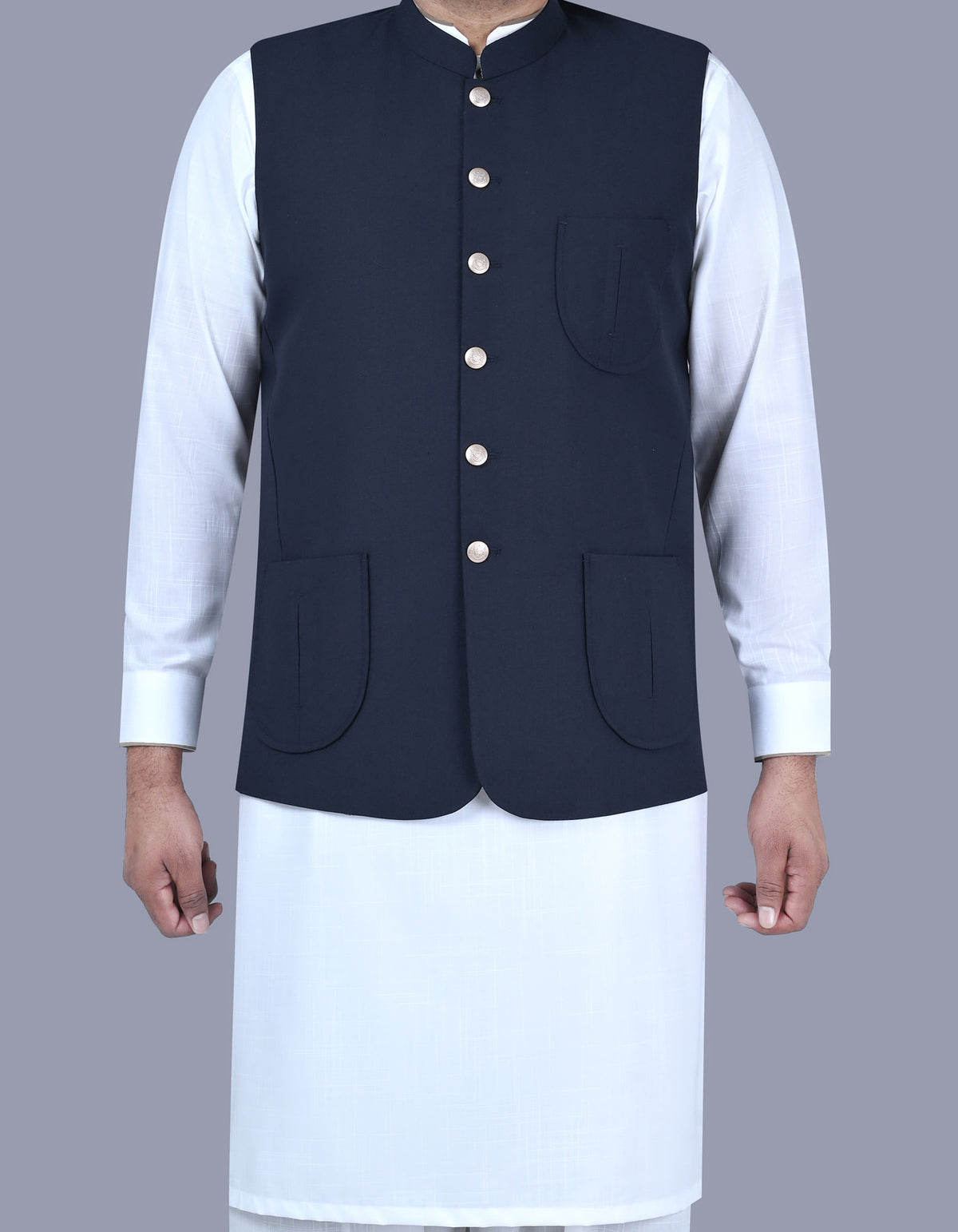 Navy Plain Waist Coat WC2505C-34
