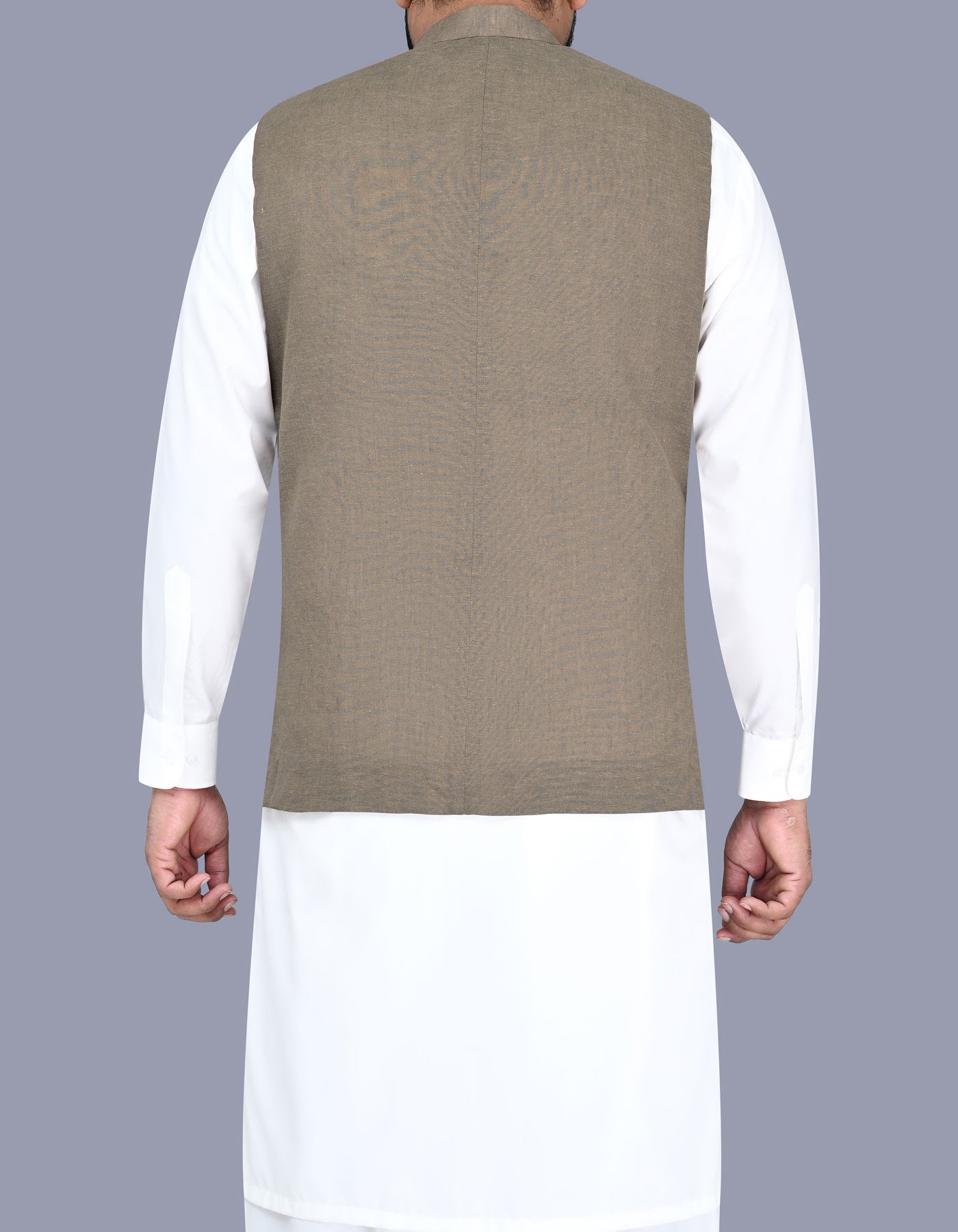 L Brown Plain Waist Coat WC2509-1S-40