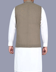 L Brown Plain Waist Coat WC2509-1S-40