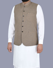 L Brown Plain Waist Coat WC2509-1S-38