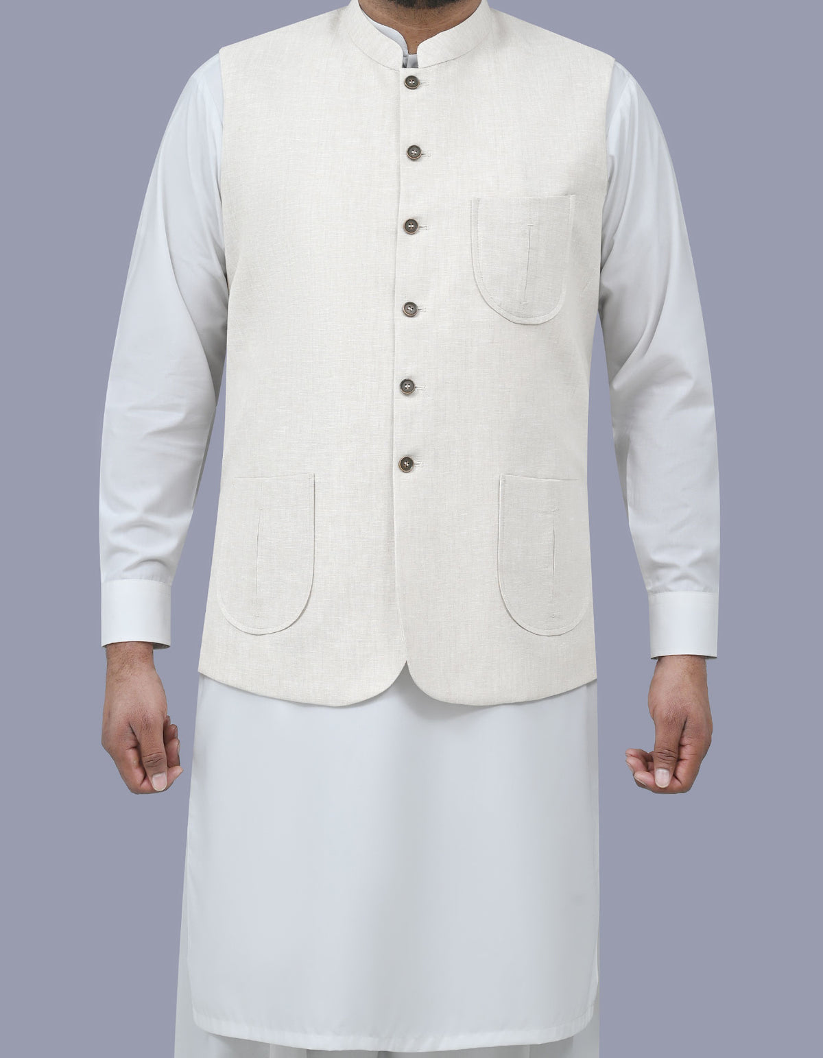 L Fawn Plain Waist Coat WC2512-1C-34