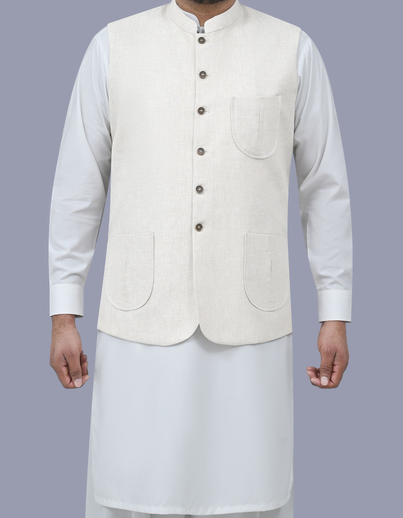 L Fawn Plain Waist Coat WC2512-1S-34