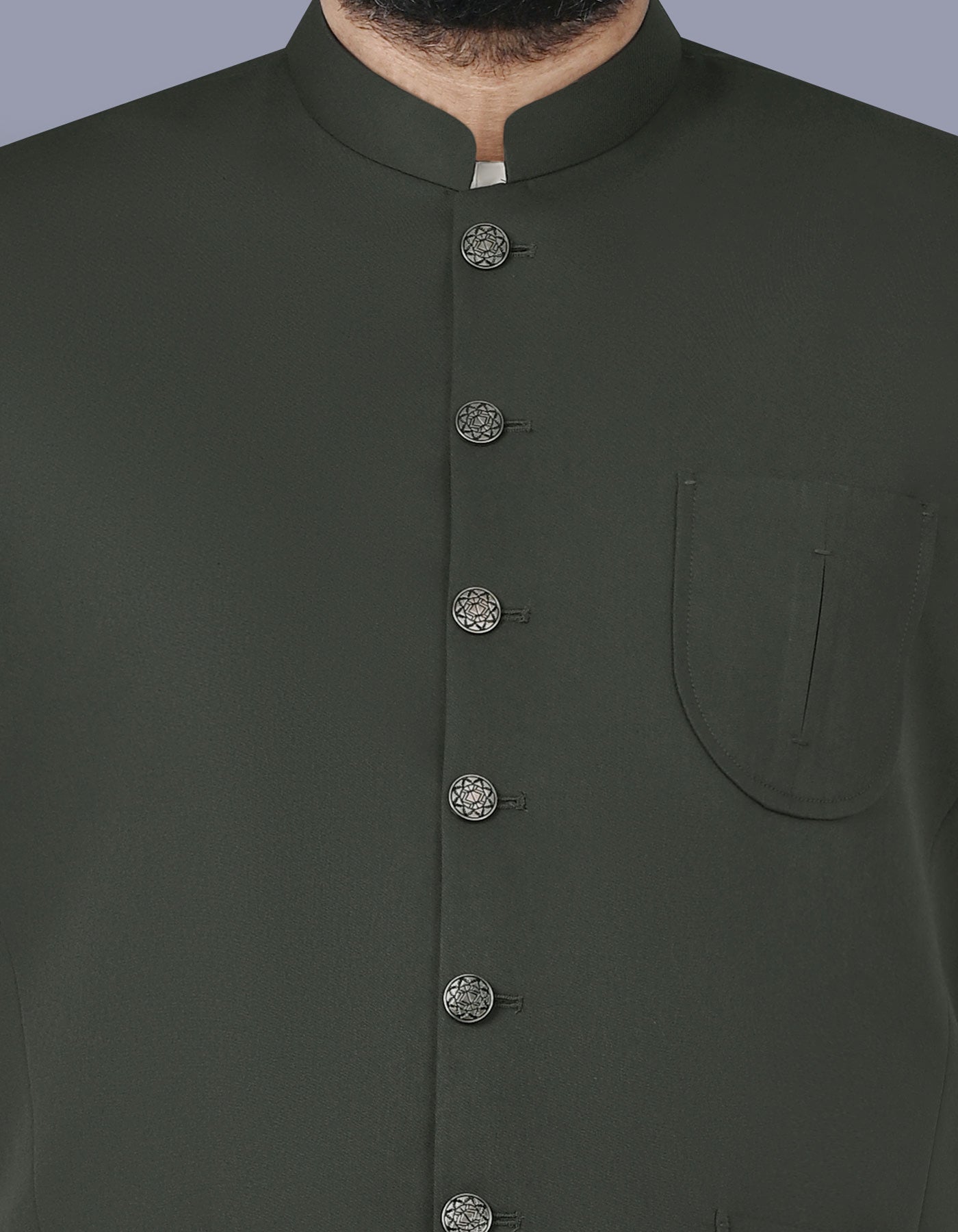 D Olive Plain Waist Coat WC2517-2C-36