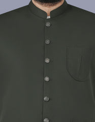 D Olive Plain Waist Coat WC2517-2S-36
