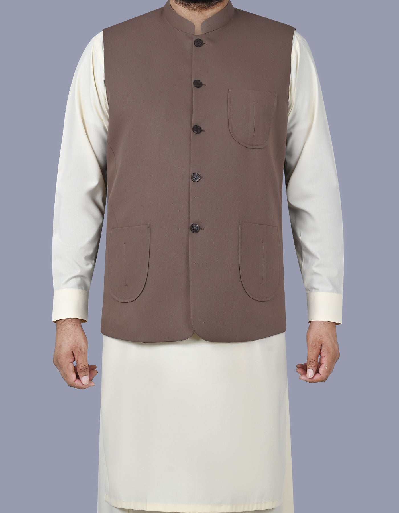 Brown Plain Waist Coat WC2517-3S-34