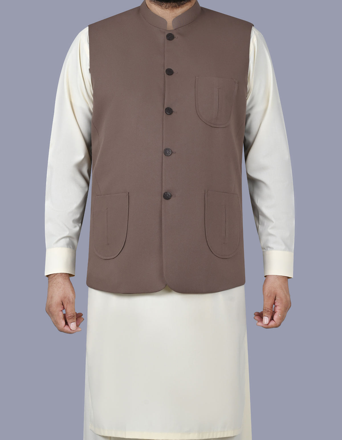 Brown Plain Waist Coat WC2517-3S-34