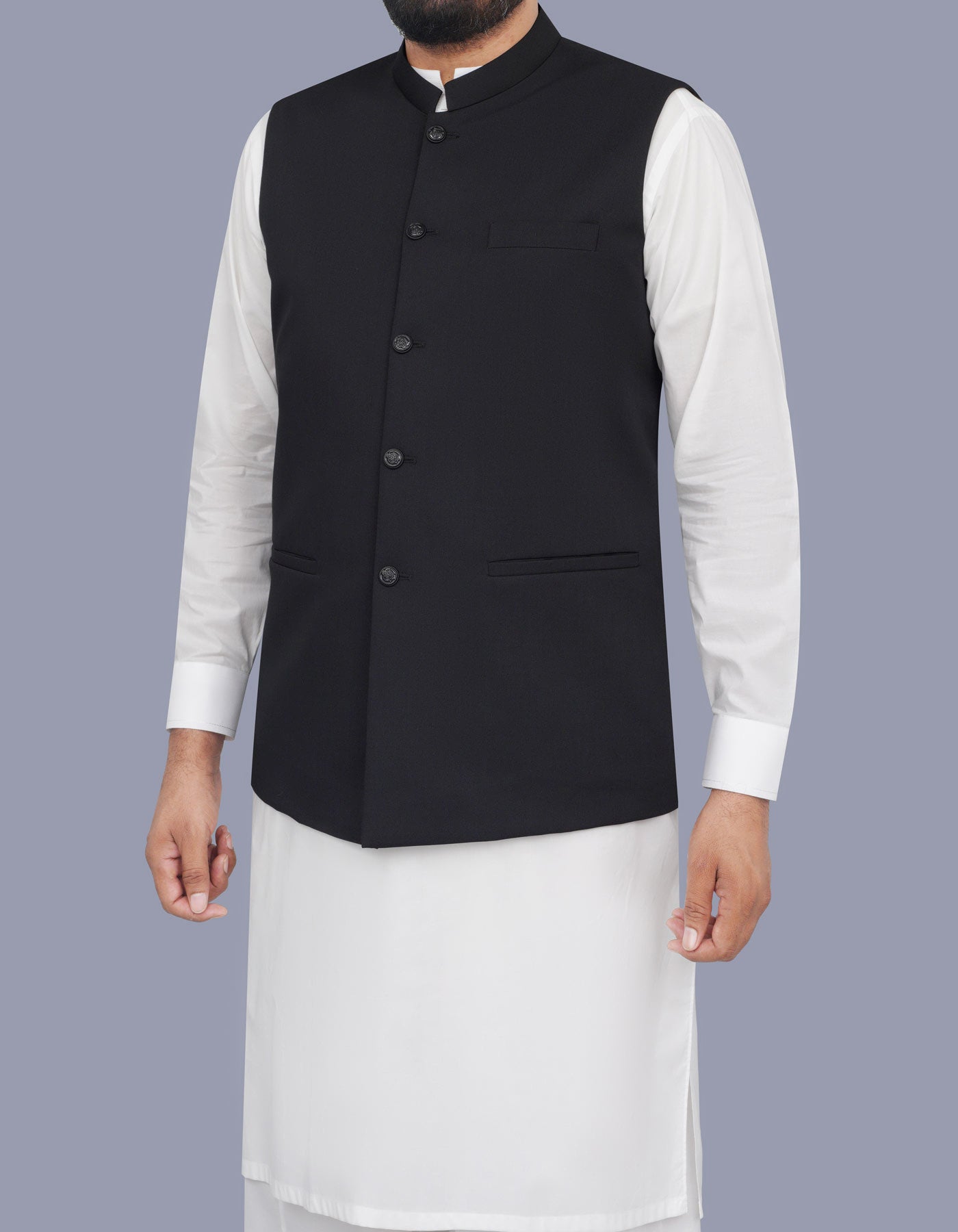 Black Plain Waist Coat WC2521-3C-38