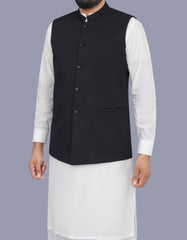 Black Plain Waist Coat WC2521-3S-38