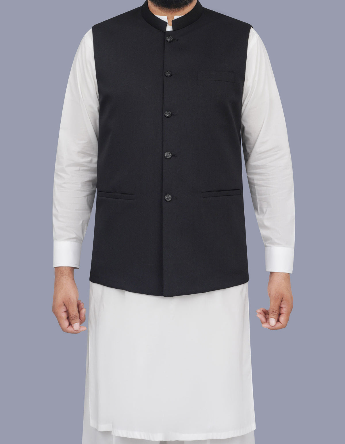 Black Plain Waist Coat WC2521-3S-34