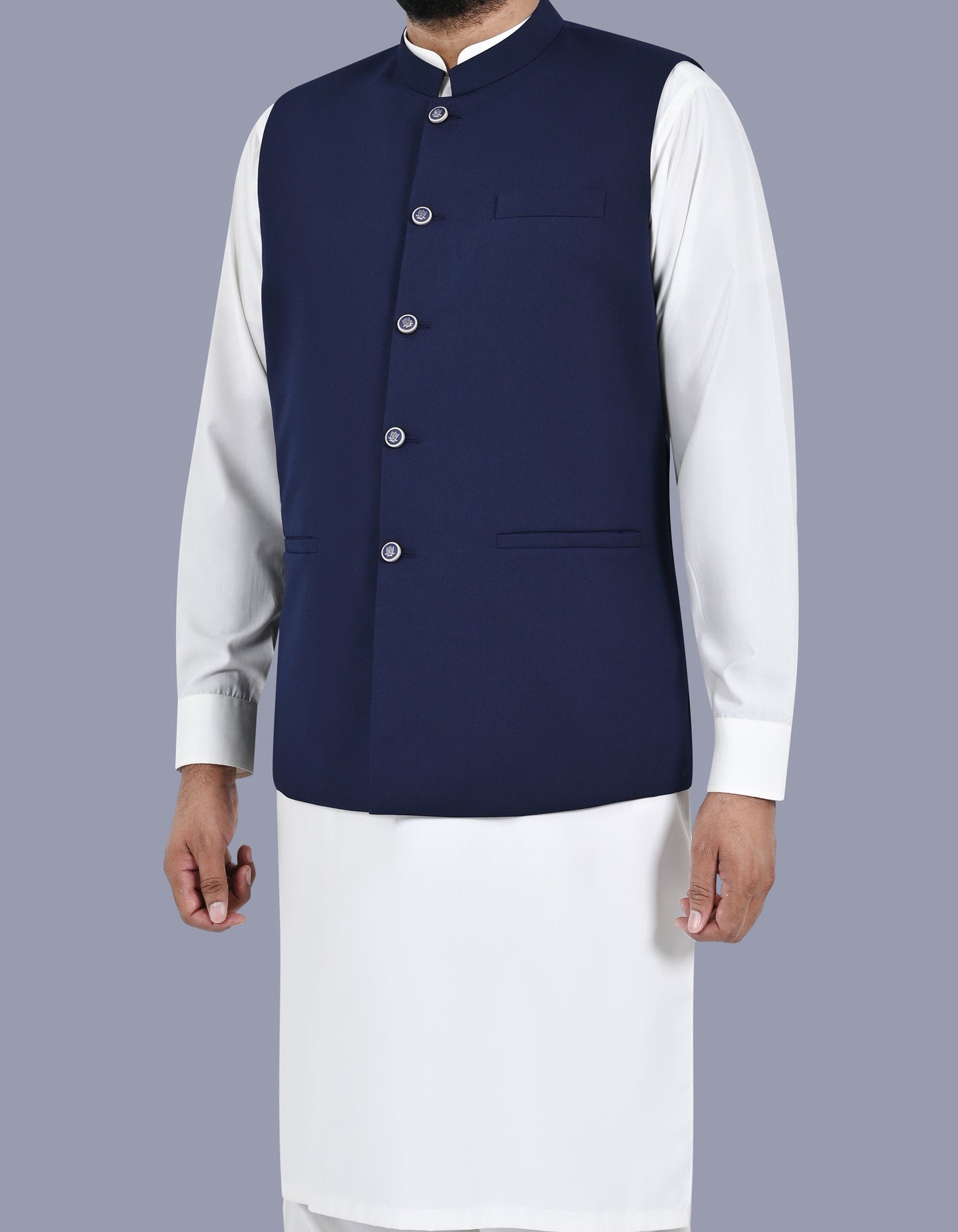 Navy Plain Waist Coat WC2521-4C-38