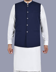 Navy Plain Waist Coat WC2521-4S-34