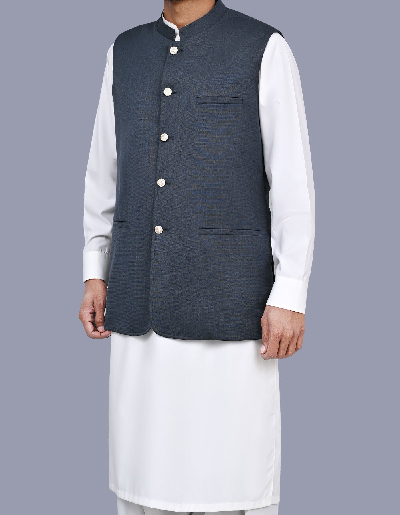 D Grey Texture Waist Coat WC2522-1C-38