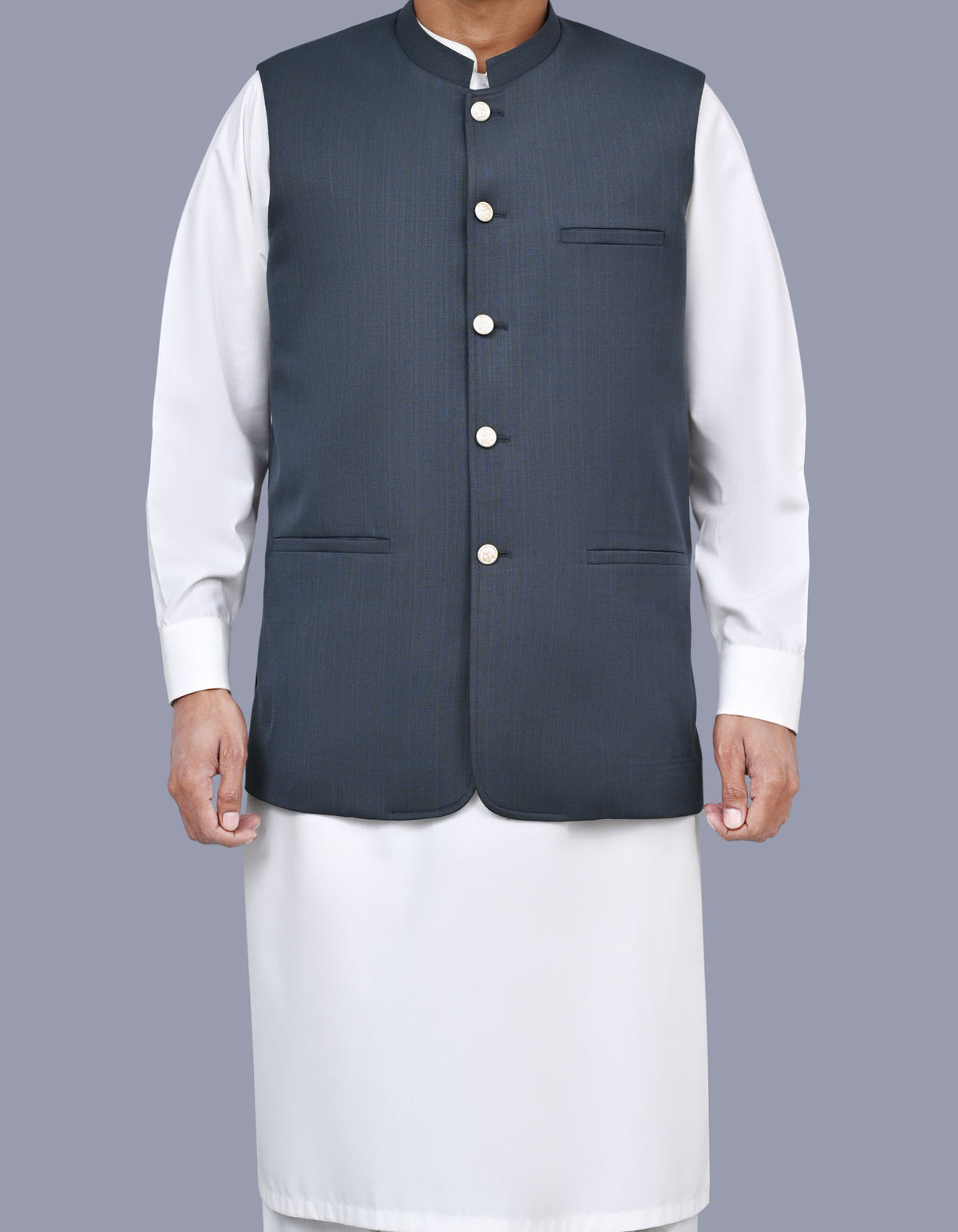 D Grey Texture Waist Coat WC2522-1C-34