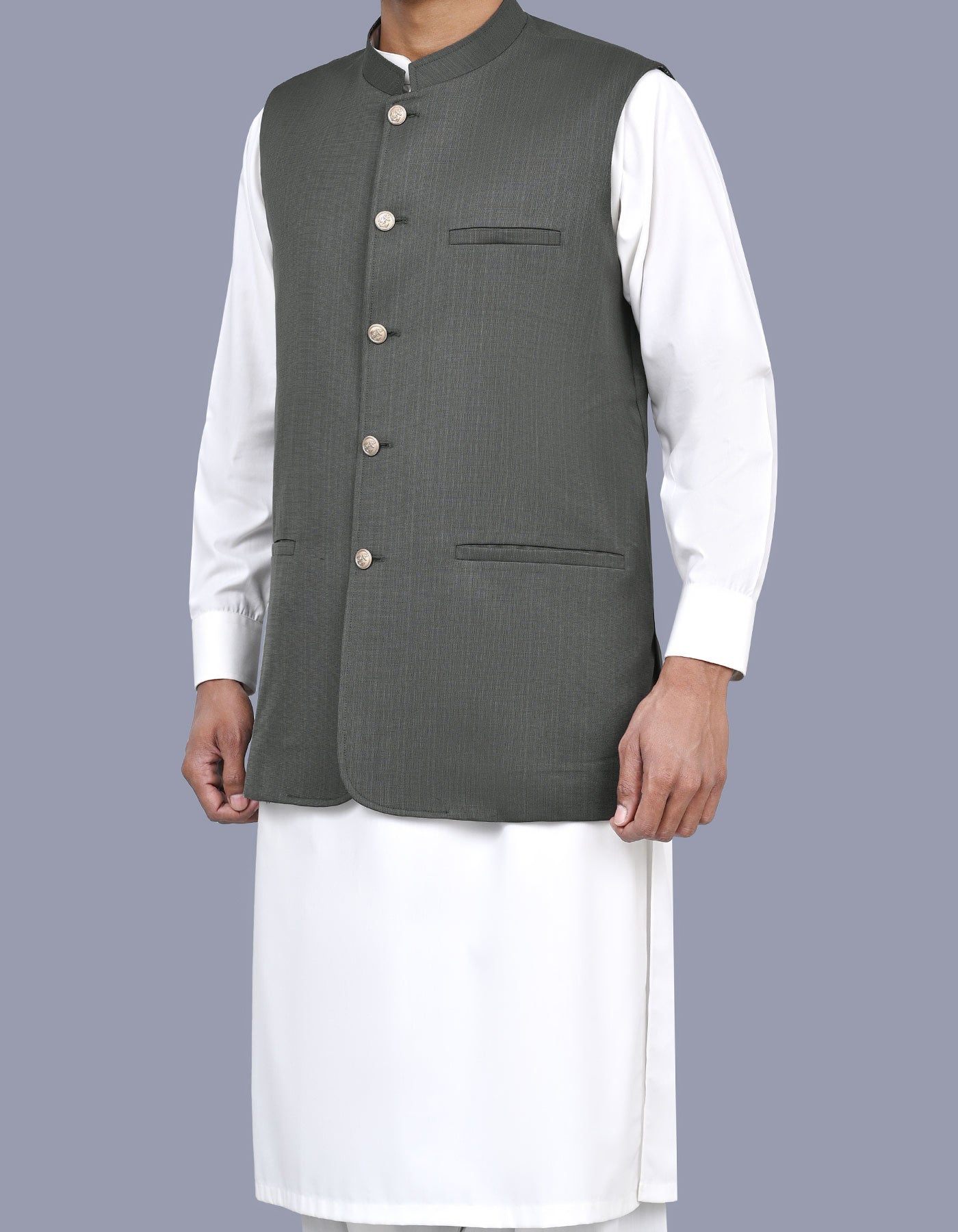 Olive Texture Waist Coat WC2522-2S-38