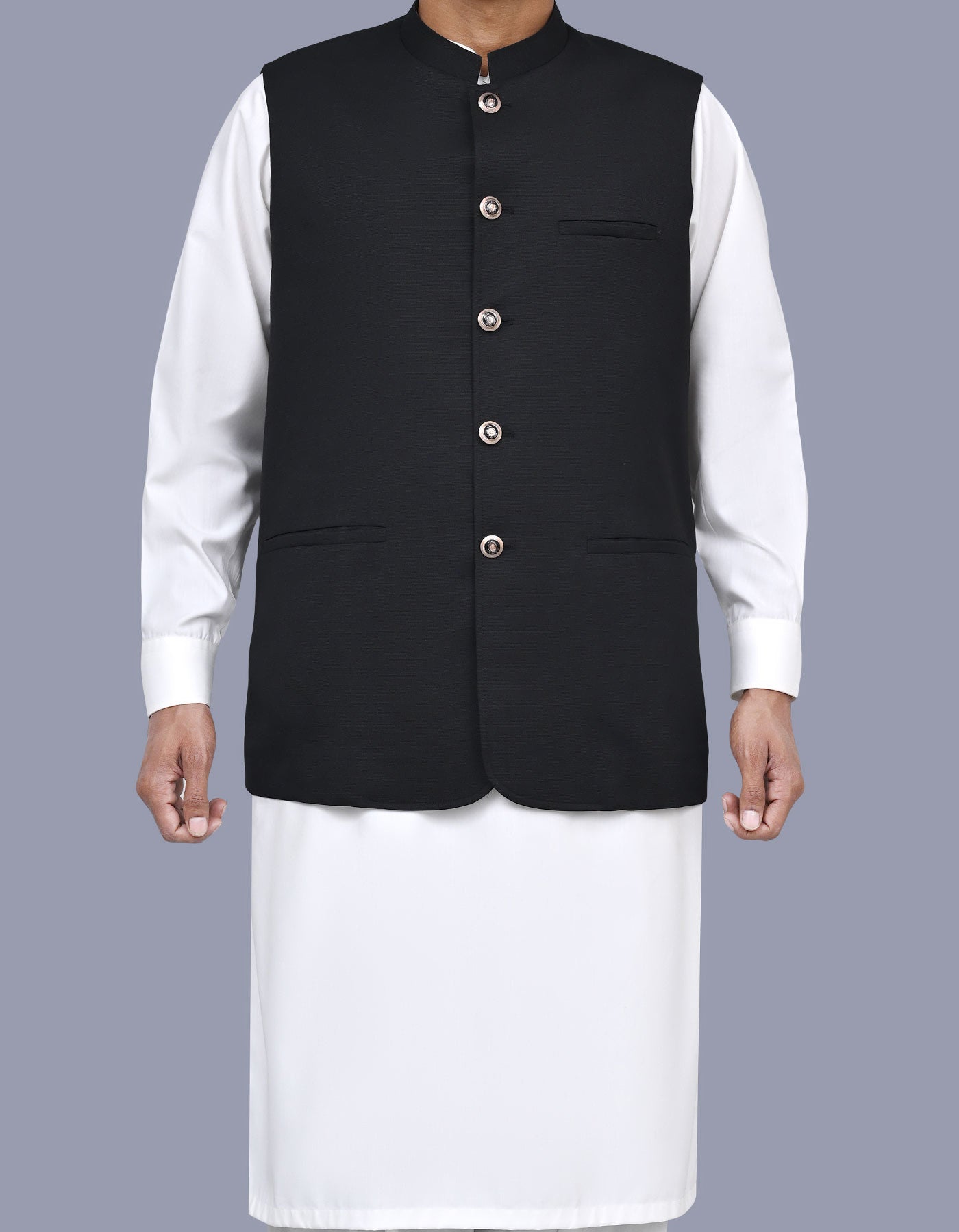 Black Texture Waist Coat WC2522-6C-34