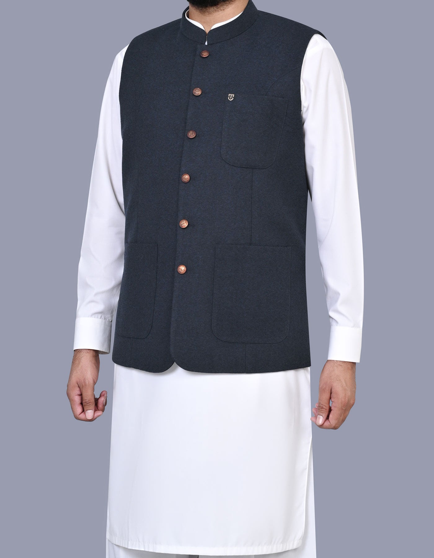 Navy Check Waist Coat WC2523-1C-38