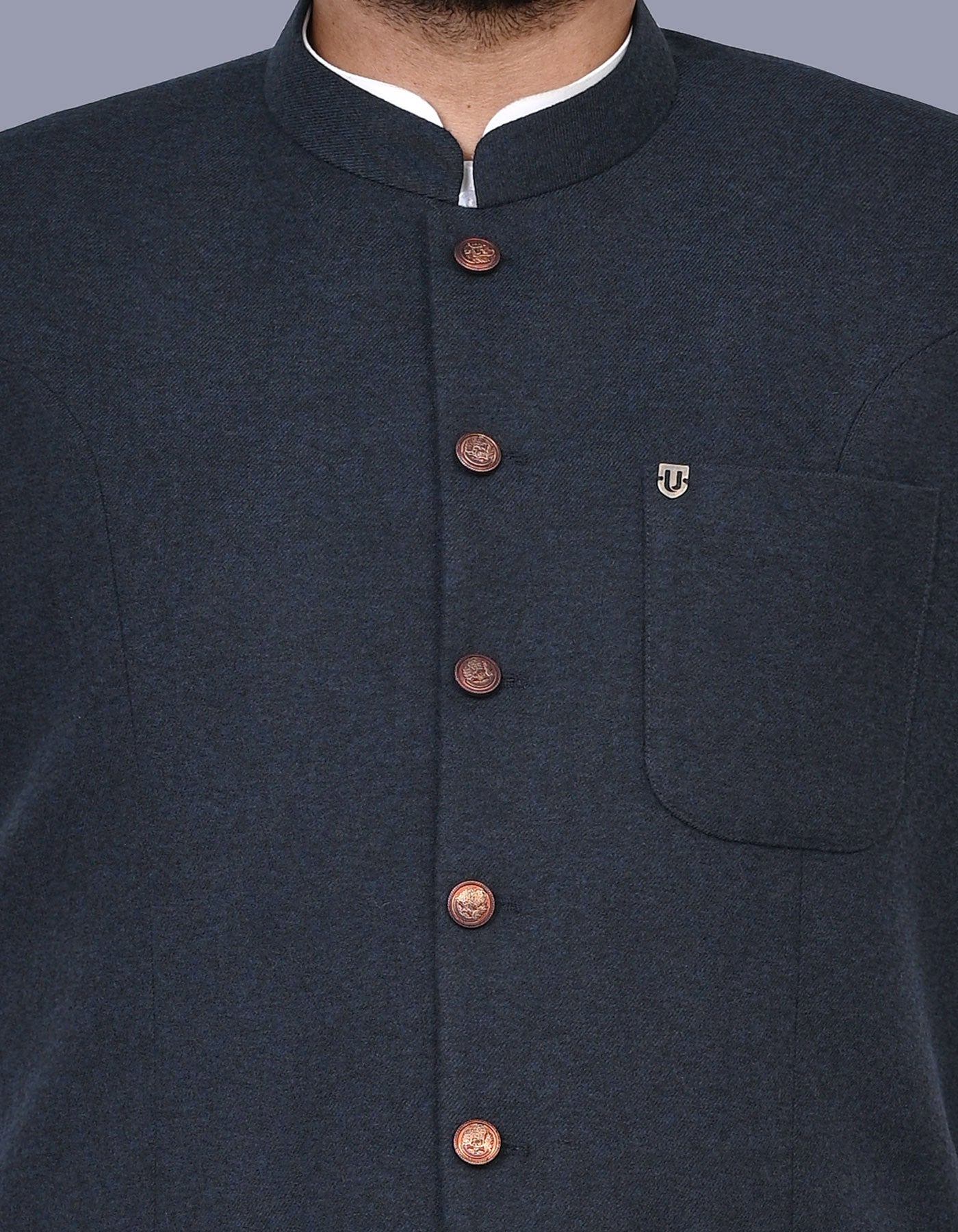 Navy Check Waist Coat WC2523-1S-36
