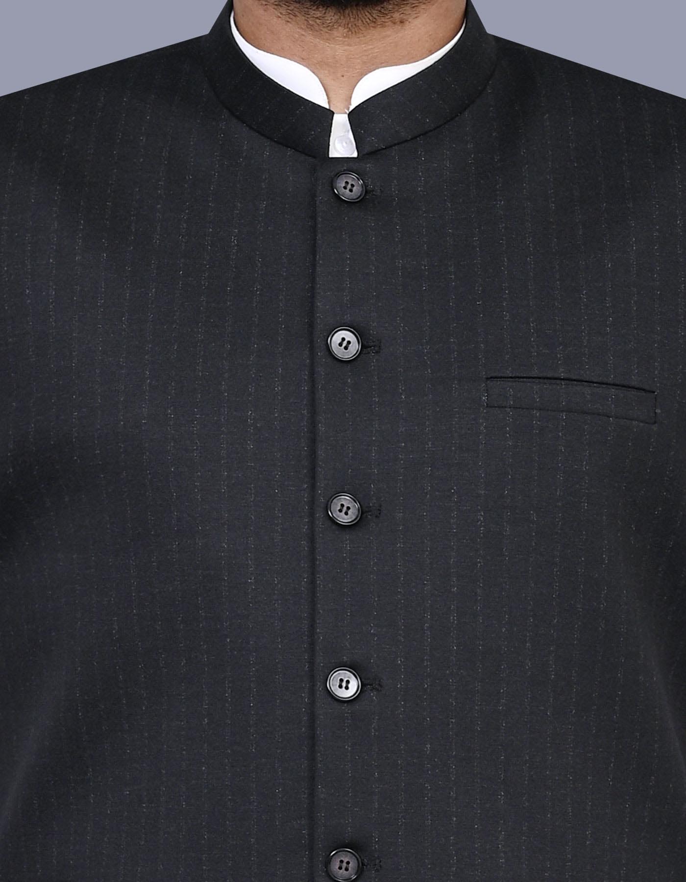 Black Stripe Waist Coat WC2524-1C-36