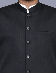 Black Stripe Waist Coat WC2524-1C-36