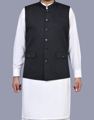 Black Stripe Waist Coat WC2524-1C-34