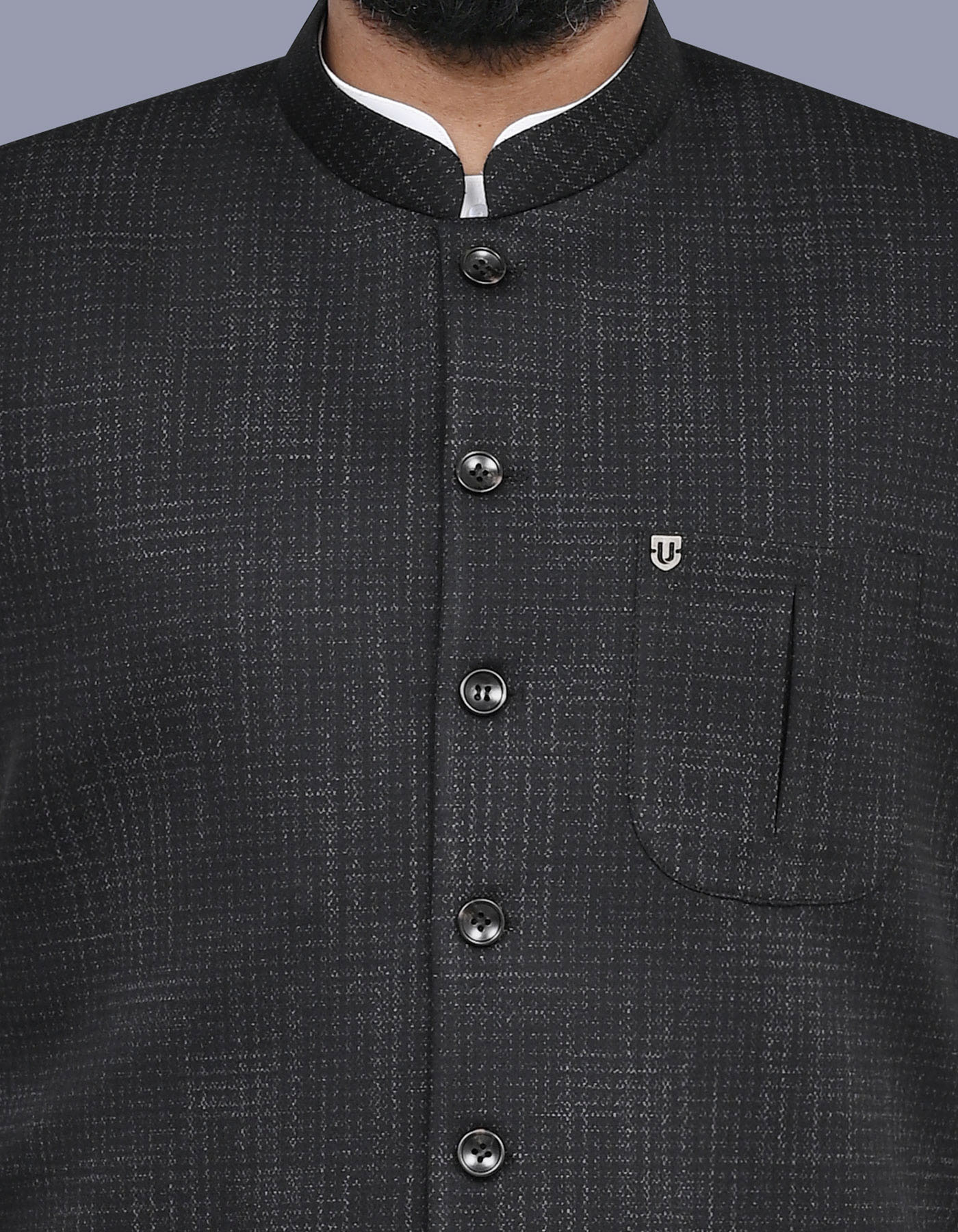 Black Printed Waist Coat WC2525-1C-36