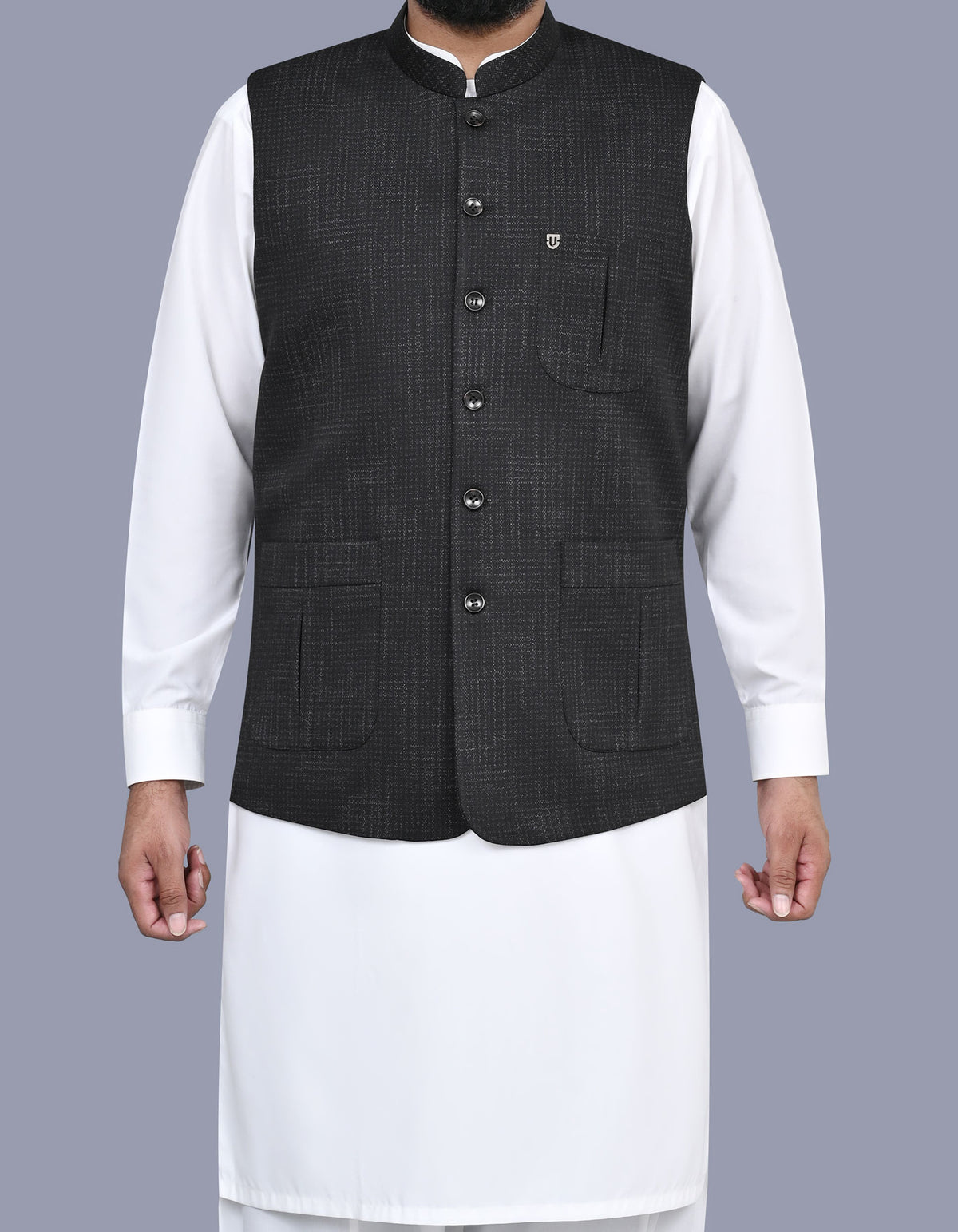 Black Printed Waist Coat WC2525-1C-34