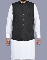 Black Printed Waist Coat WC2525-1S-34