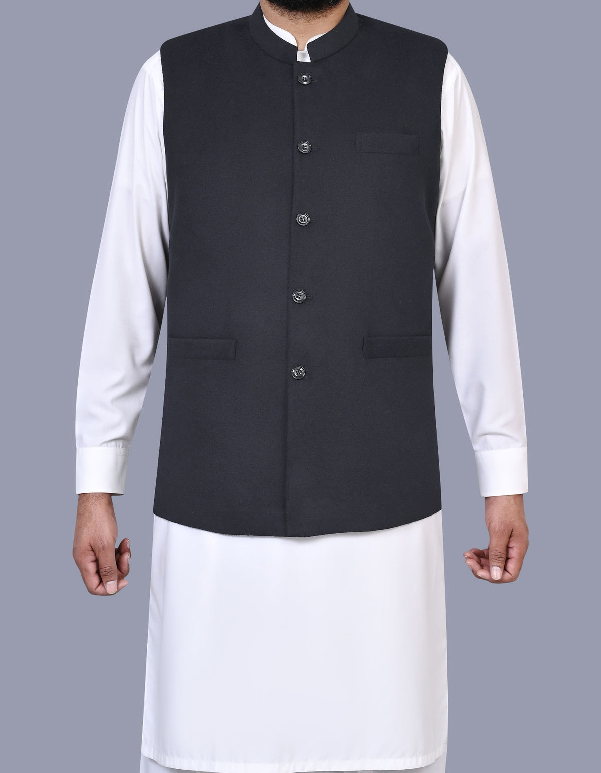 Black Plain Waist Coat WC2526-2C-34