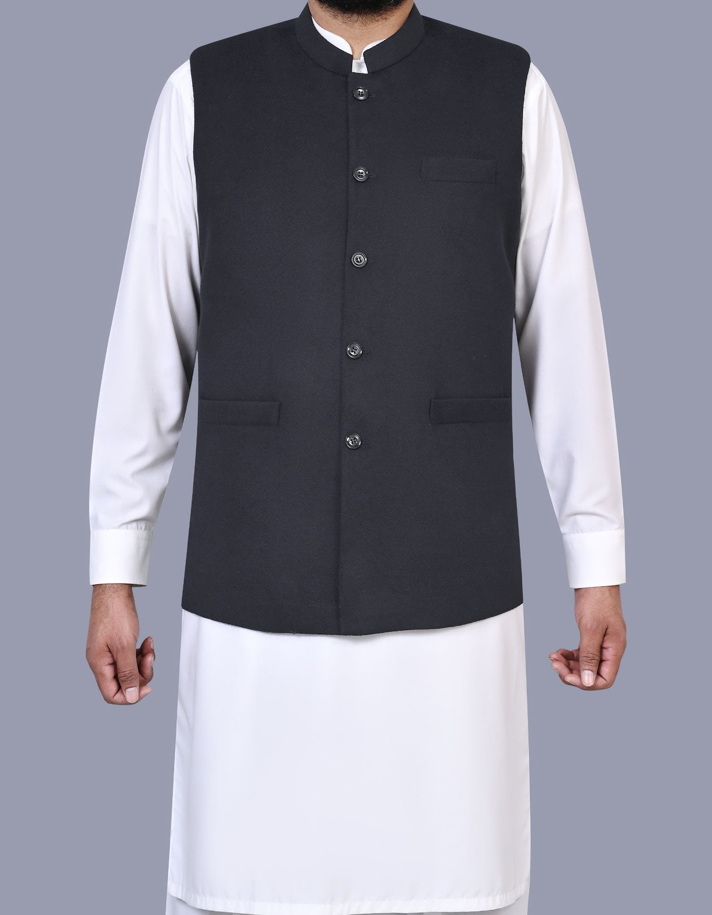Black Plain Waist Coat WC2526-2S-34