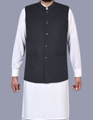Black Plain Waist Coat WC2526-2S-34