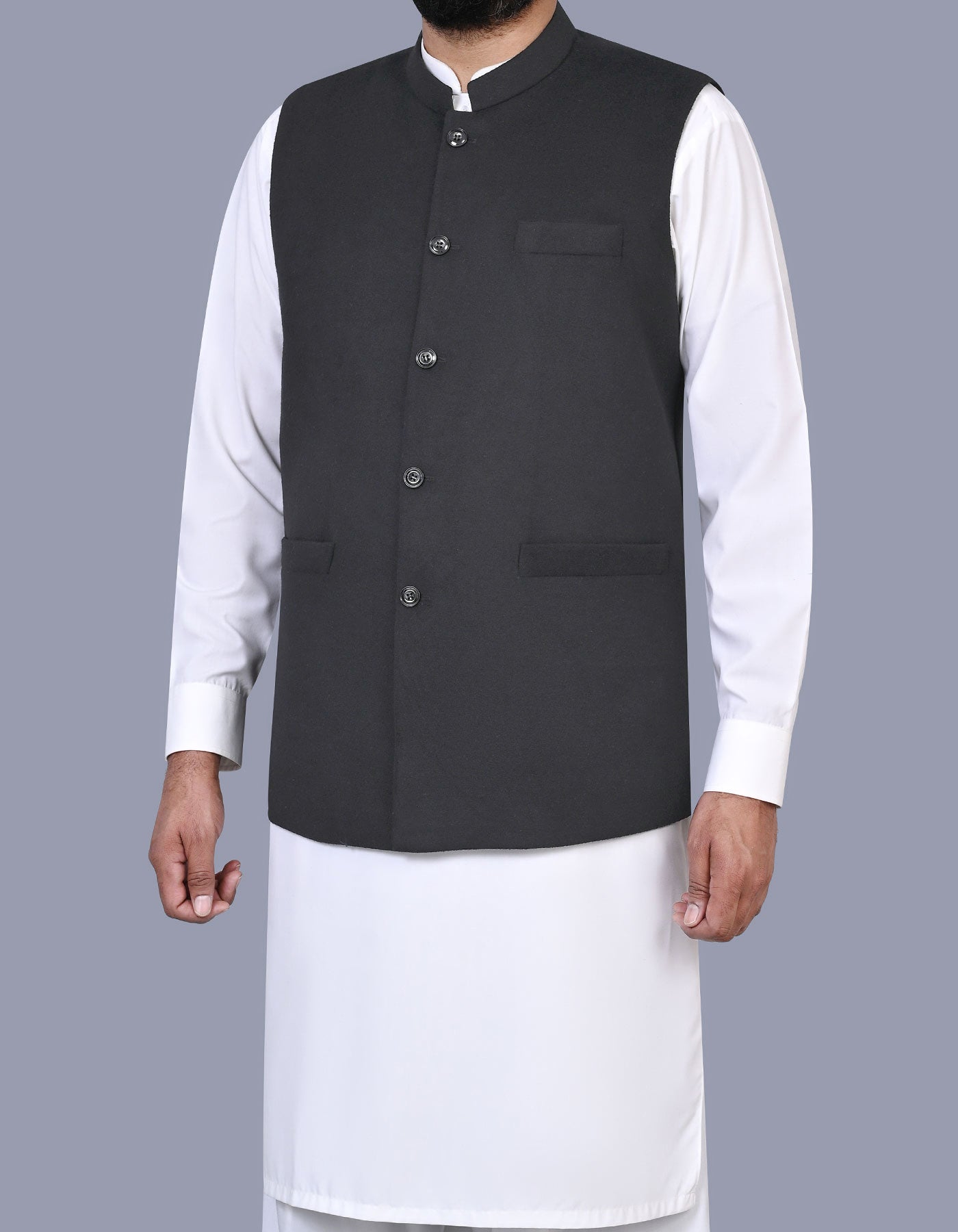 Black Plain Waist Coat WC2526-3C-38