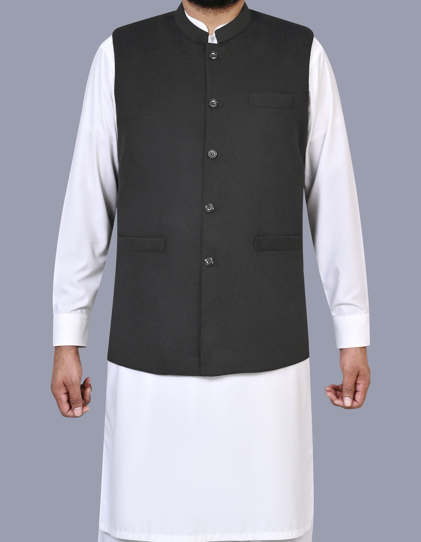Black Plain Waist Coat WC2526-3C-34