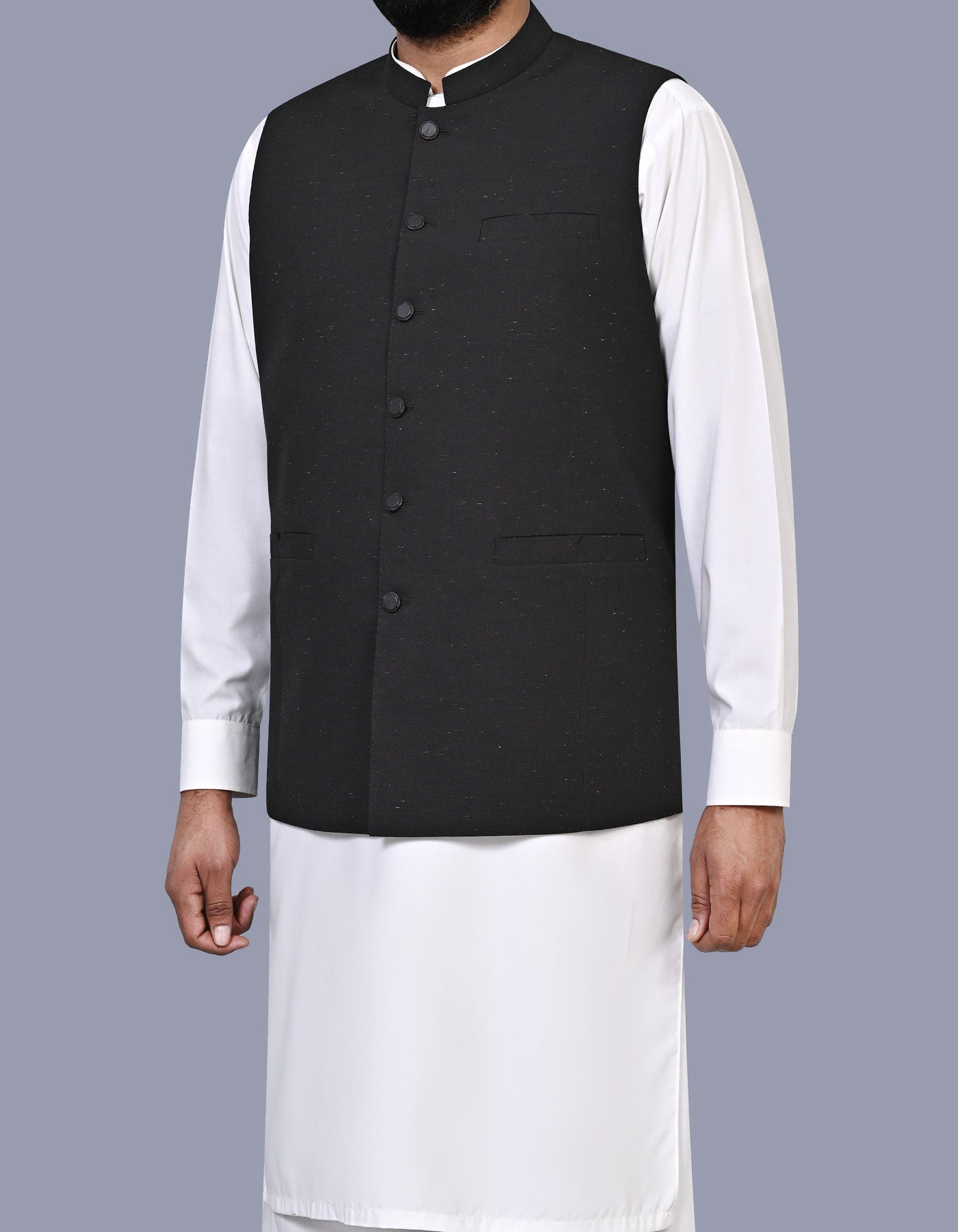 Black Texture Waist Coat WC2600-1C-38