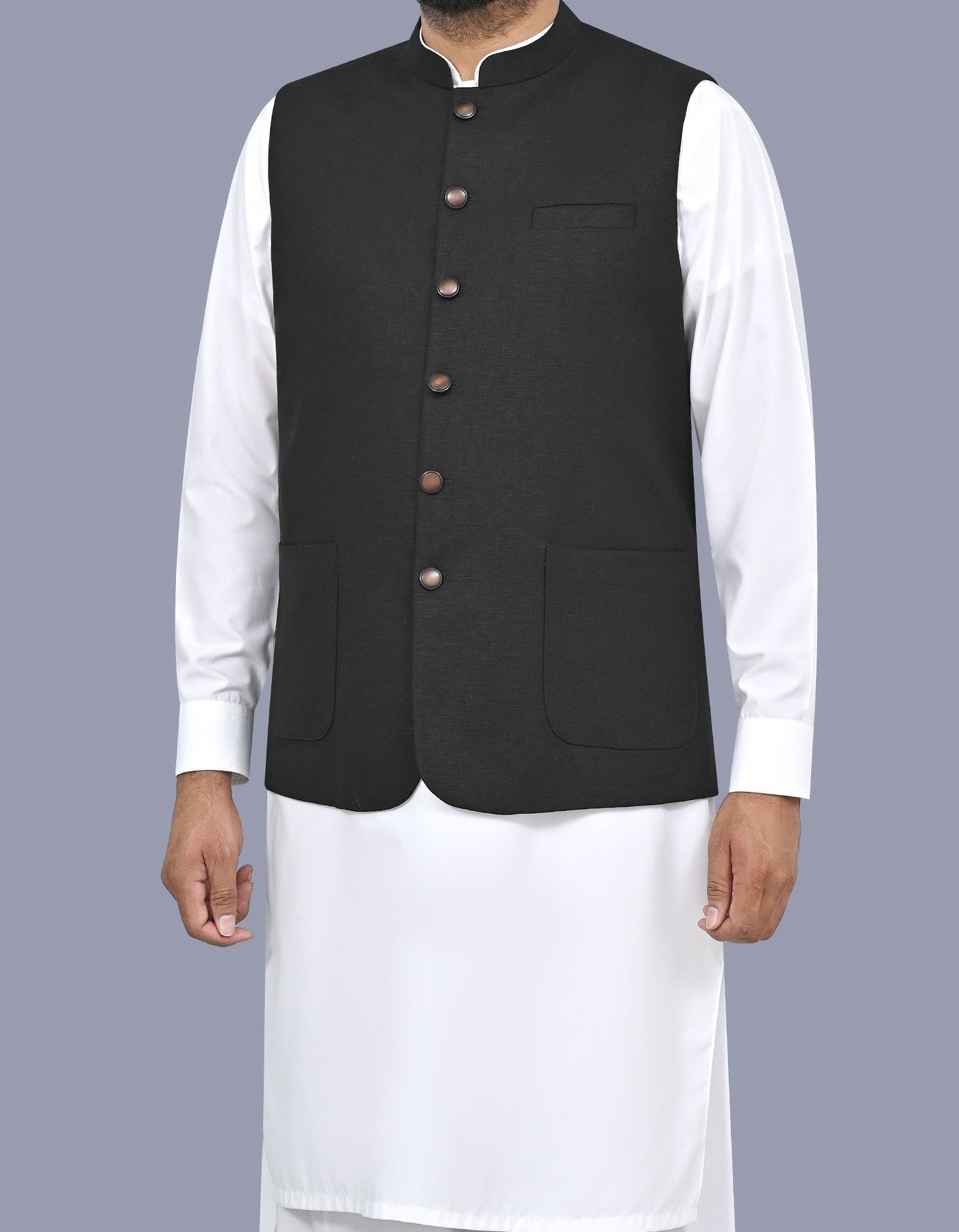 Black Texture Waist Coat WC2604C-38