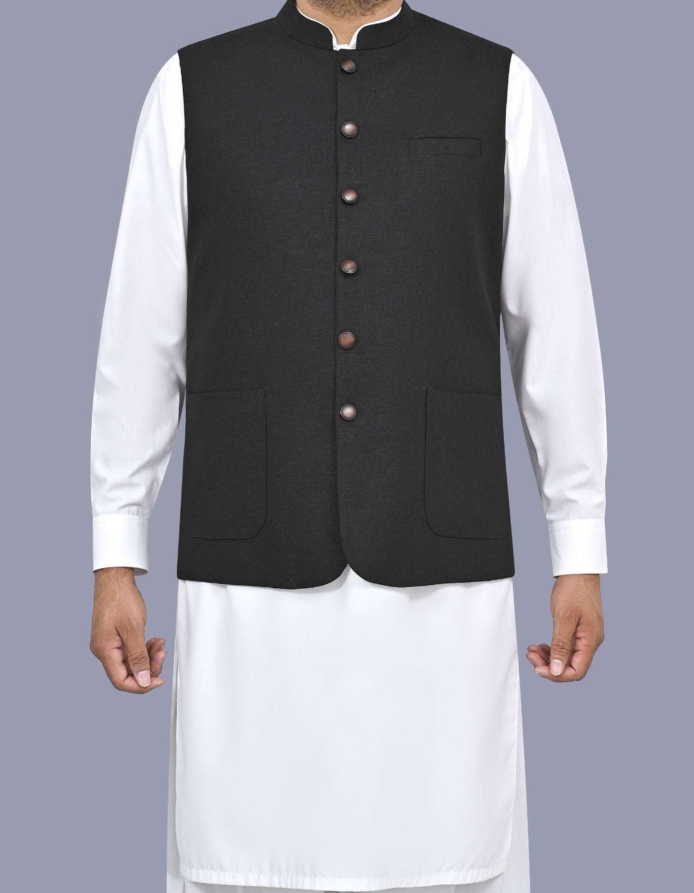 Black Texture Waist Coat WC2604C-34