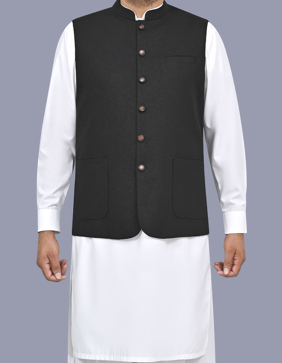 Black Texture Waist Coat WC2604C-34
