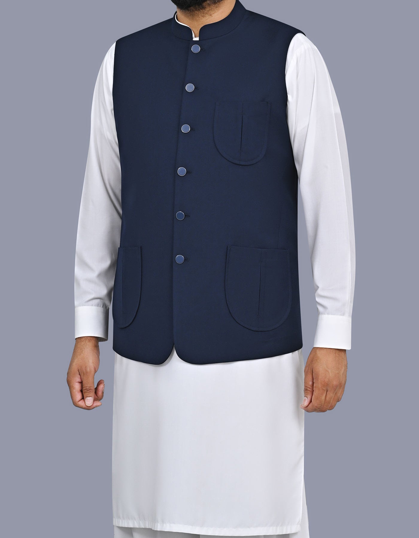 Navy Plain Waist Coat WC2606S-38