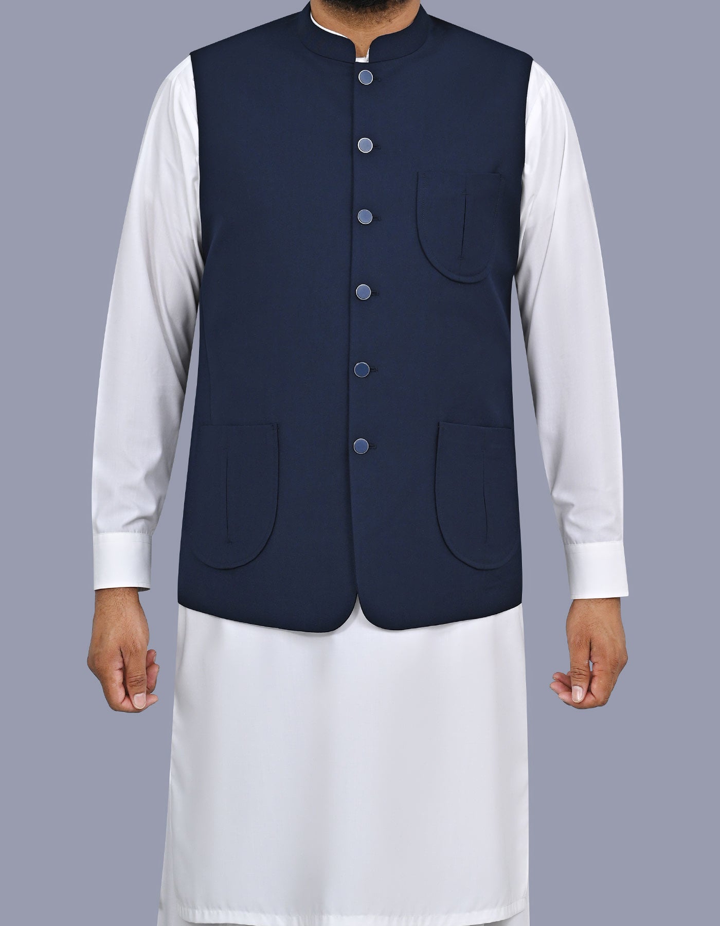 Navy Plain Waist Coat WC2606S-34