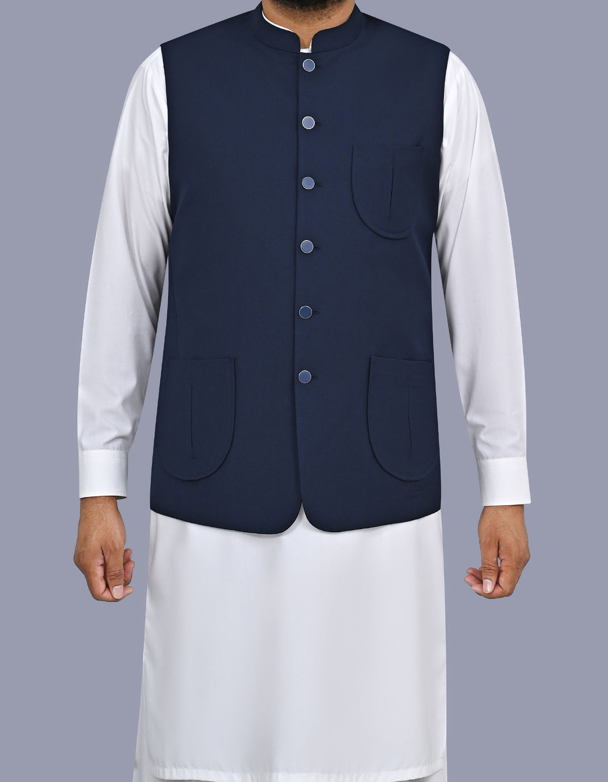 Navy Plain Waist Coat WC2606S-34