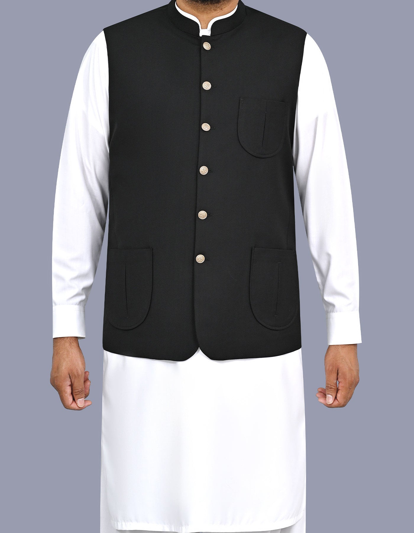 Black Plain Waist Coat WC2607C-34