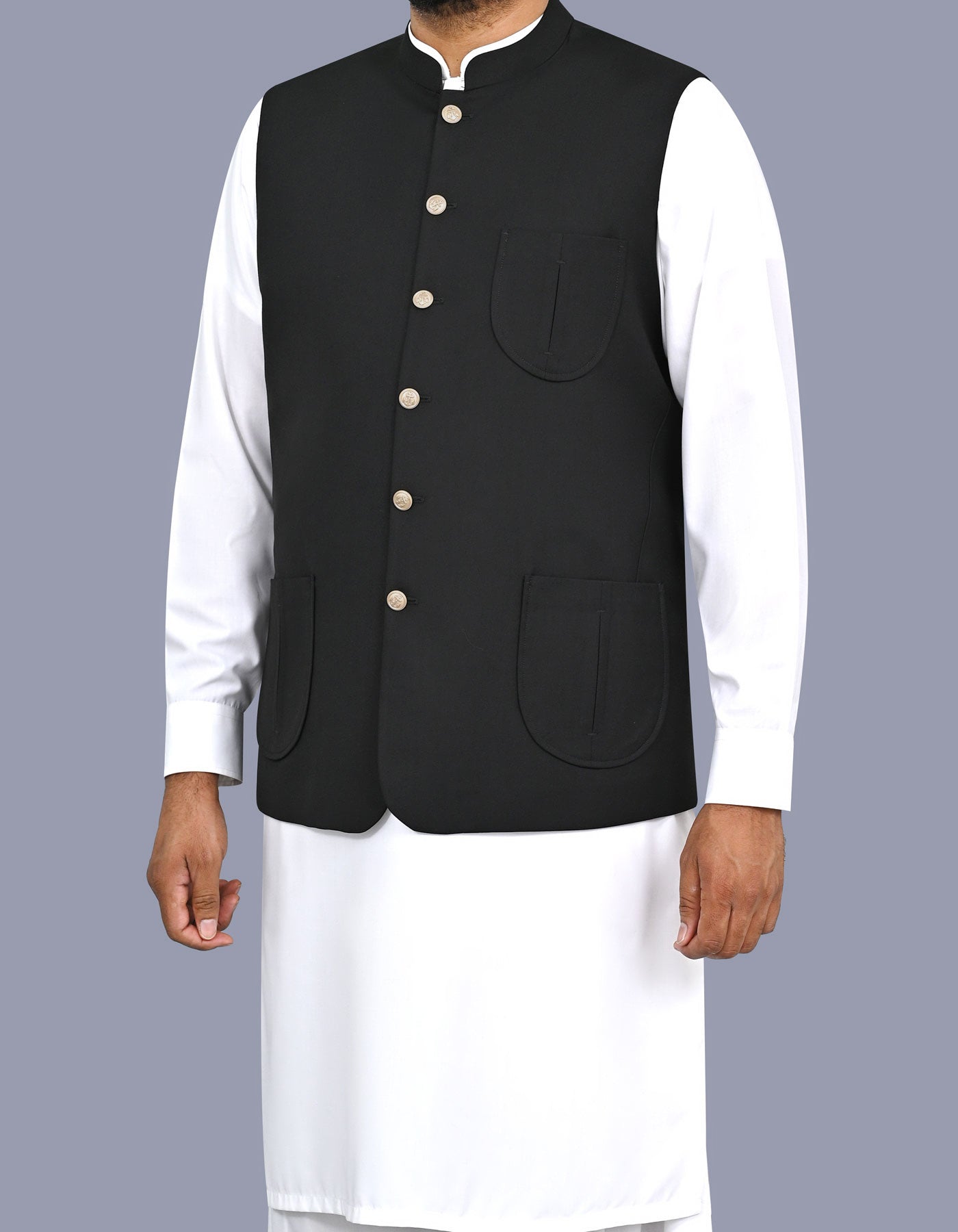 Black Plain Waist Coat WC2607S-38