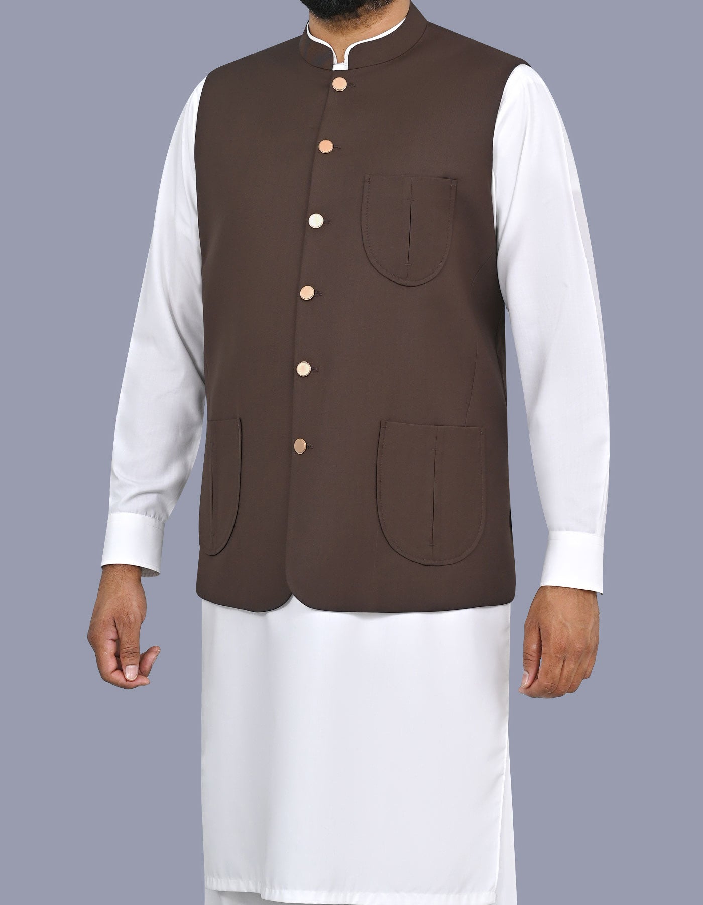 Chocolate Plain Waist Coat WC2609C-38