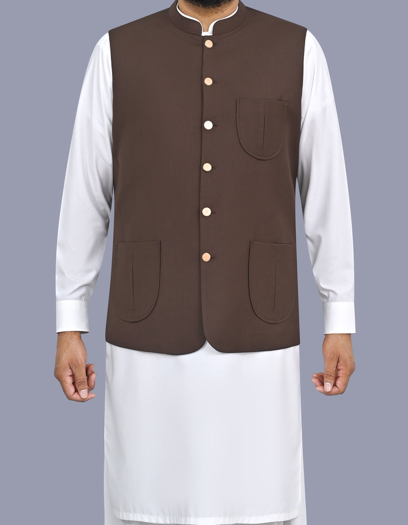 Chocolate Plain Waist Coat WC2609C-34