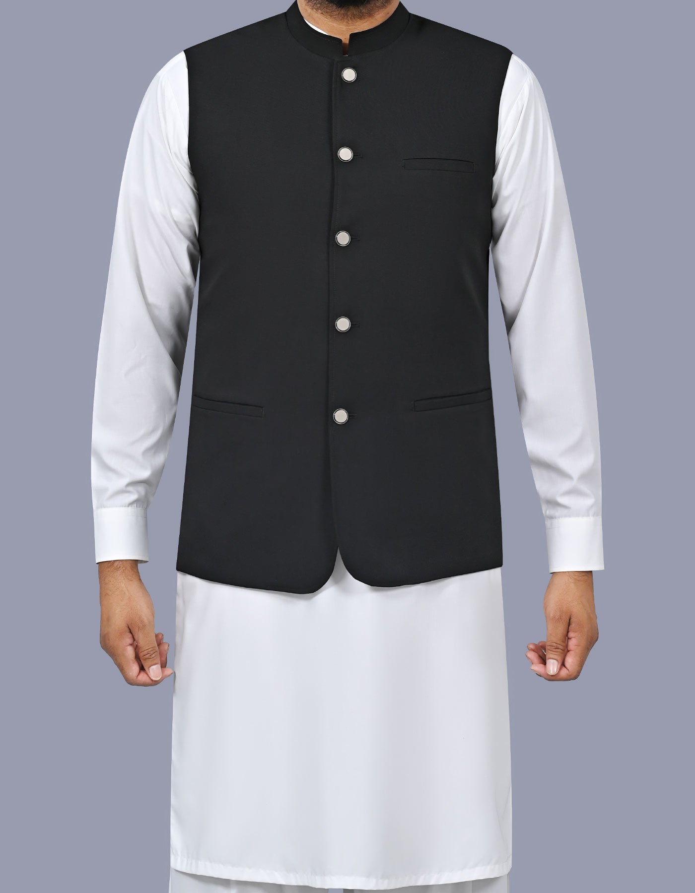 Black Plain Waist Coat WC2611C-34