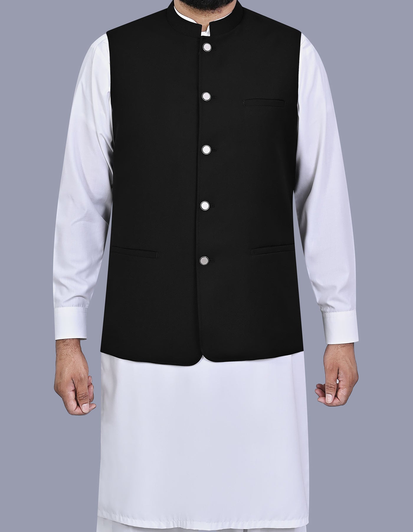 Black Plain Waist Coat WC2612S-34