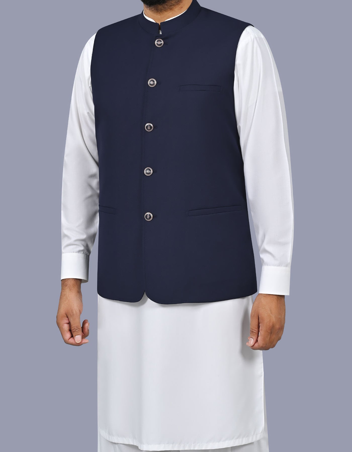 Navy Plain Waist Coat WC2617S-38