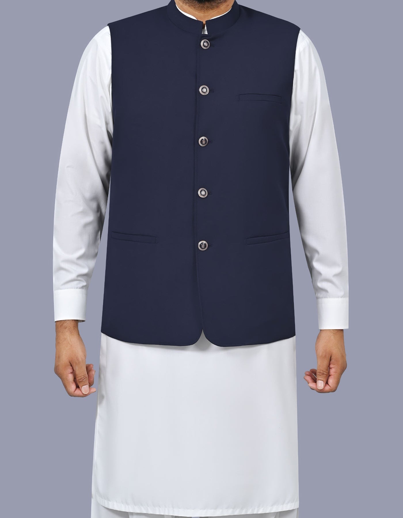 Navy Plain Waist Coat WC2617S-34