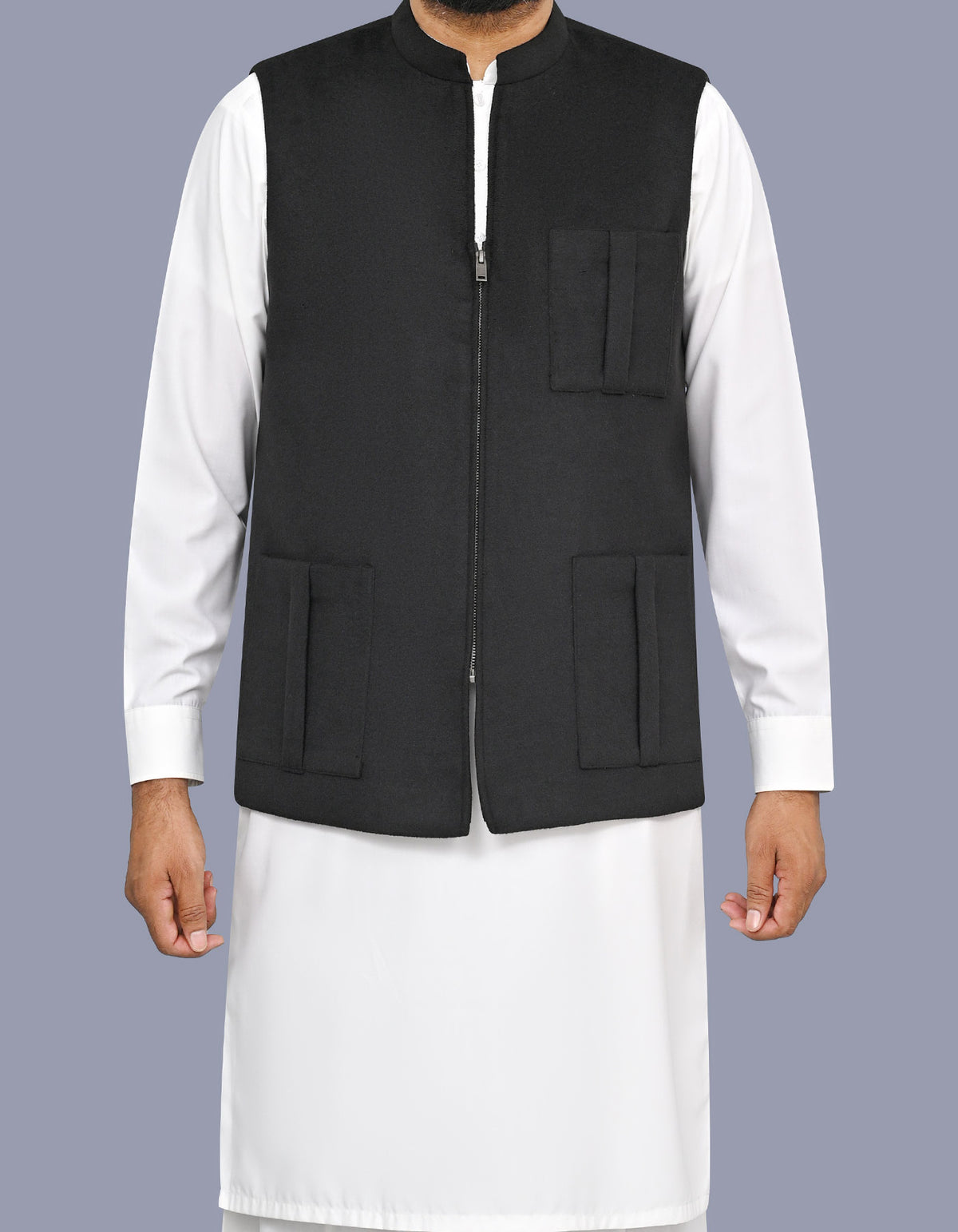 Black Plain Waist Coat WC2618C-34